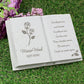 Personalised Book Memorial Grave Marker - Rose Design