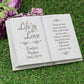 Personalised Book Memorial Grave Marker - Life & Love Design