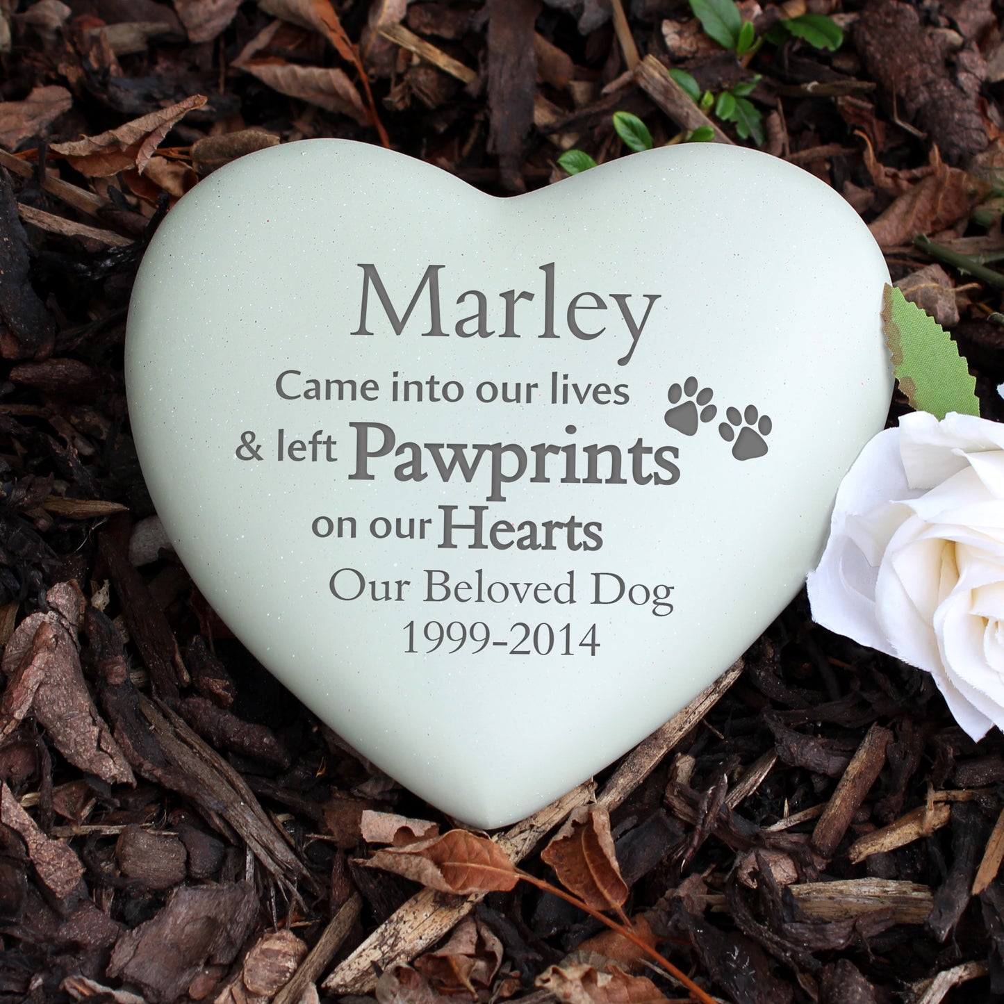 Personalised Pet Pawprints Heart Memorial