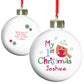 Personalised 'My 1st Christmas' Bauble with Felt Robin