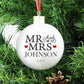 Personalised 'Mr &Mrs' Christmas bauble - on tree