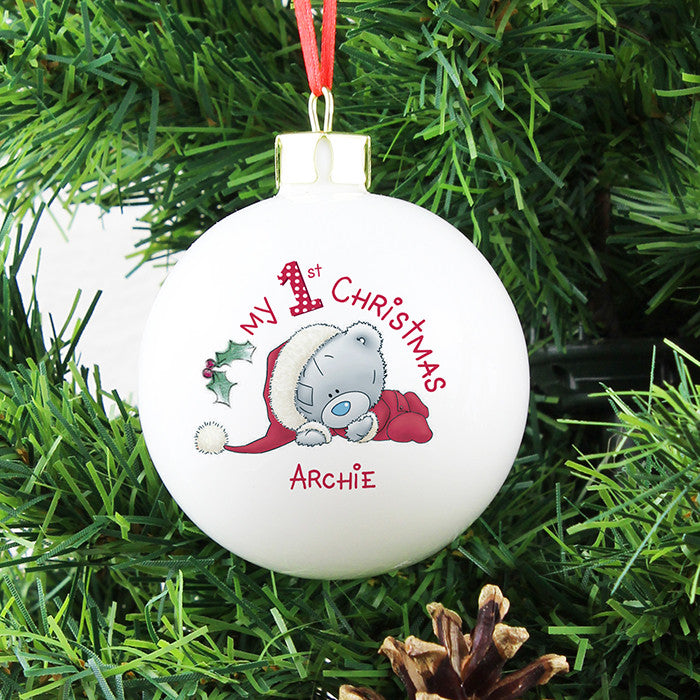 Personalised 'My 1st Christmas' Bauble with Tatty Teddy - on Tree