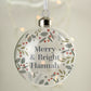 Personalised Festive Christmas Glass Bauble