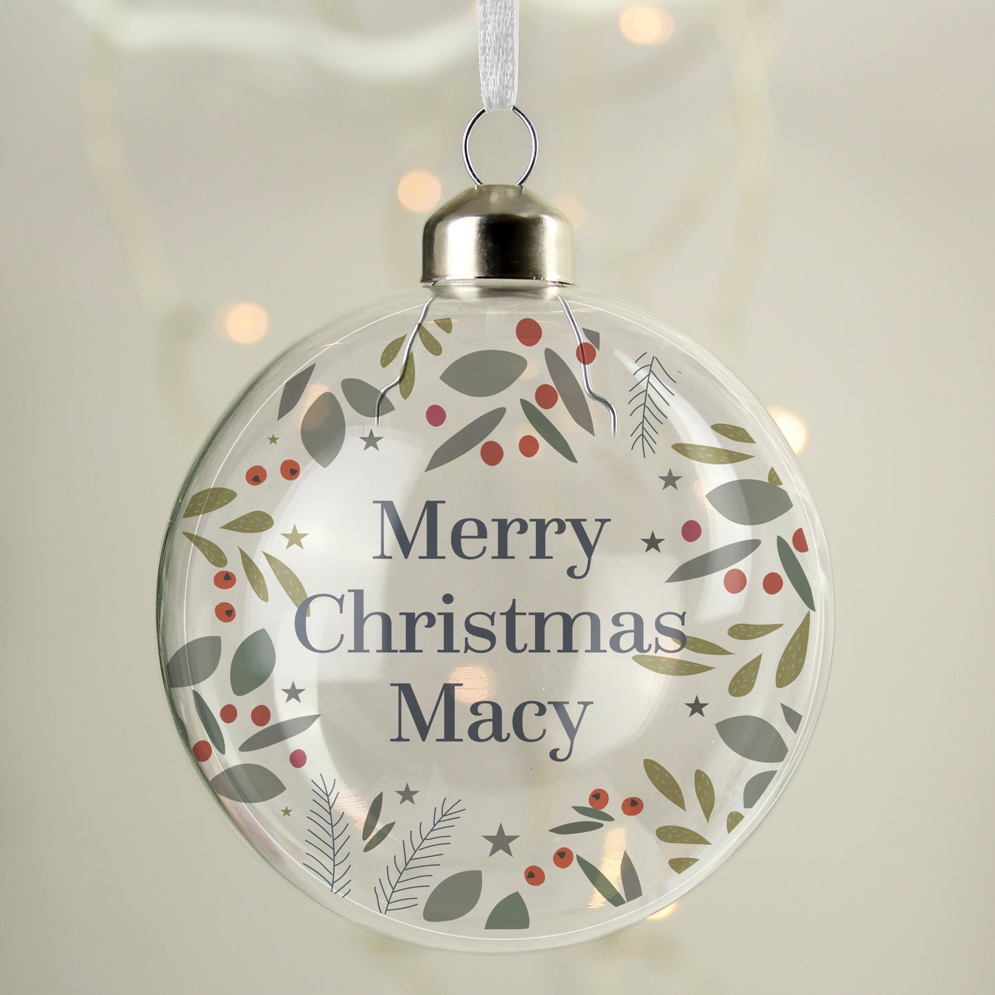 Personalised Festive Christmas Glass Bauble