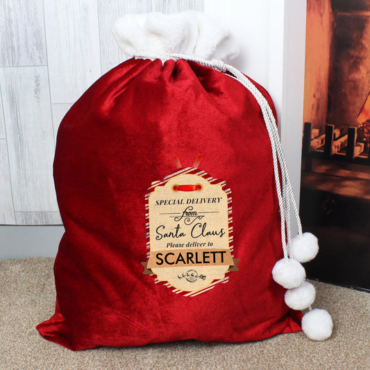 Personalised Luxury Plush Special Delivery Santa Sack
