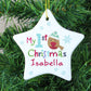 Personalised 'My 1st Christmas' Star with Felt Robin Image - on tree
