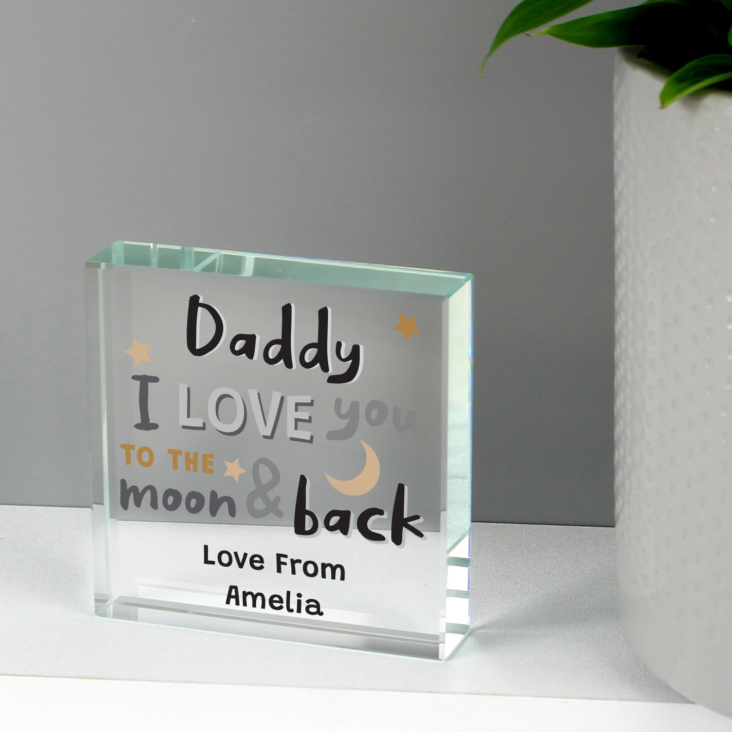 Personalised To the Moon and Back Crystal Token