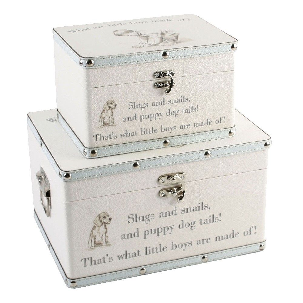 2 Keepsake Boxes, 'What are little boys made of?'