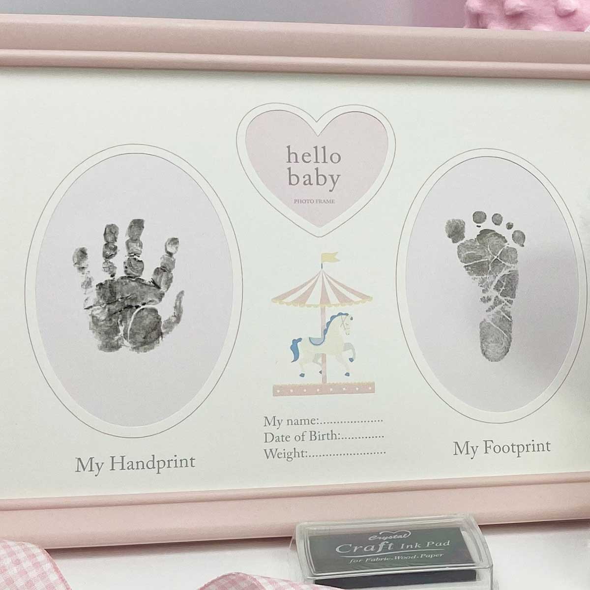 Welcome To The World Baby Girl Hand & Foot Print Frame + Inkpad