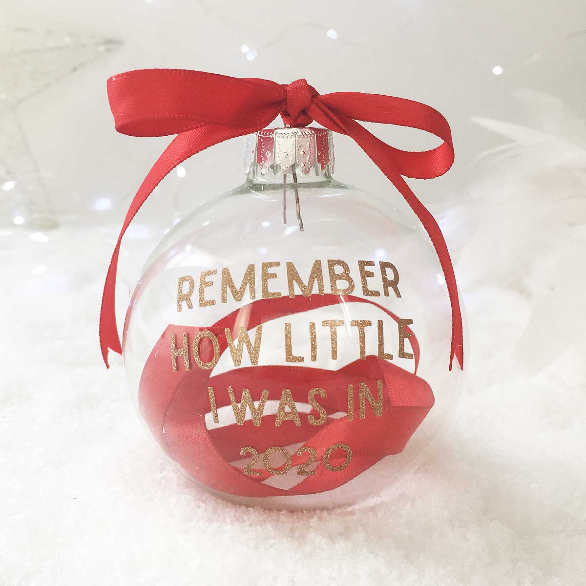 'Remember How Little I Was' Ribbon Glass Bauble 2023