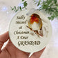 Robin 'Missed At Christmas' Glass Hanging Decoration - Grandad