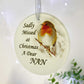 Robin 'Missed At Christmas' Glass Hanging Decoration - Nan