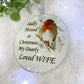 Robin 'Missed At Christmas' Glass Hanging Decoration - Wife
