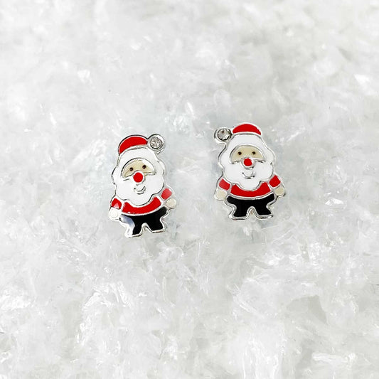 Sterling Silver Santa Earrings