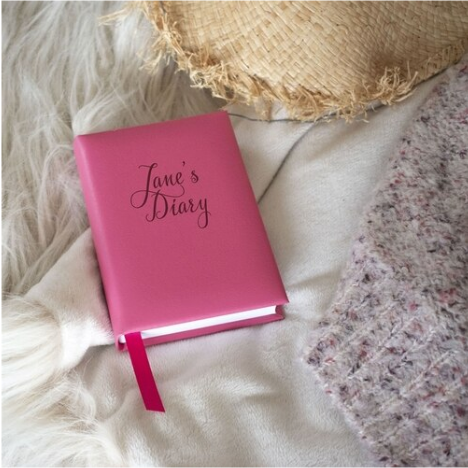 Leather 5 Year Diary in hot pink