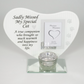 Large Glass Heart Cat Frame Plaque with tea light holder