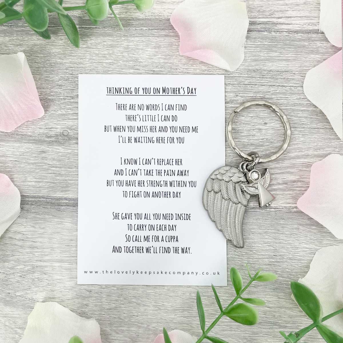 Thinking Of You On Mother's Day Angel Charm Memorial Wing Keyring