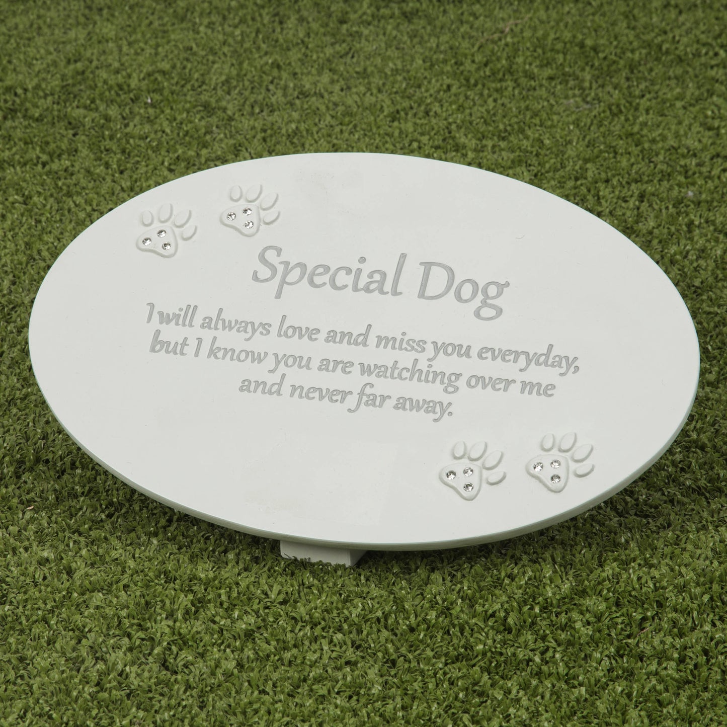 Cream Oval Resin Memorial Plaque - Dog
