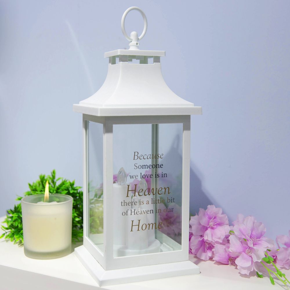 Thoughts of you Memorial Lantern in White- Heaven in our Home