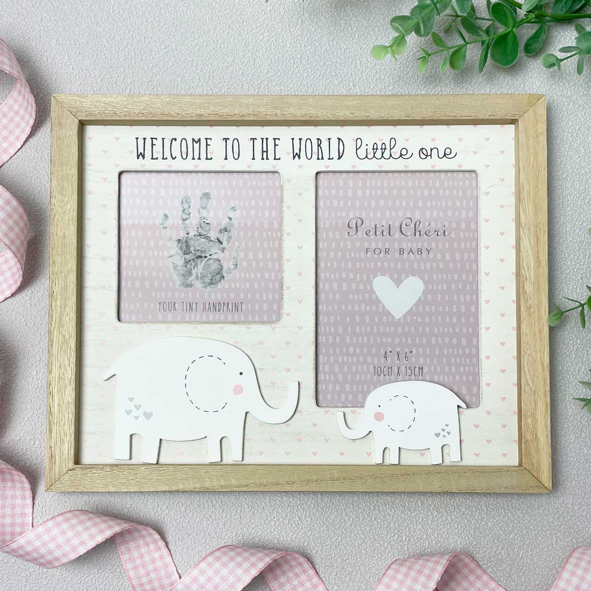 Welcome to the World Little One Hand Print and Photo Frame in Pink
