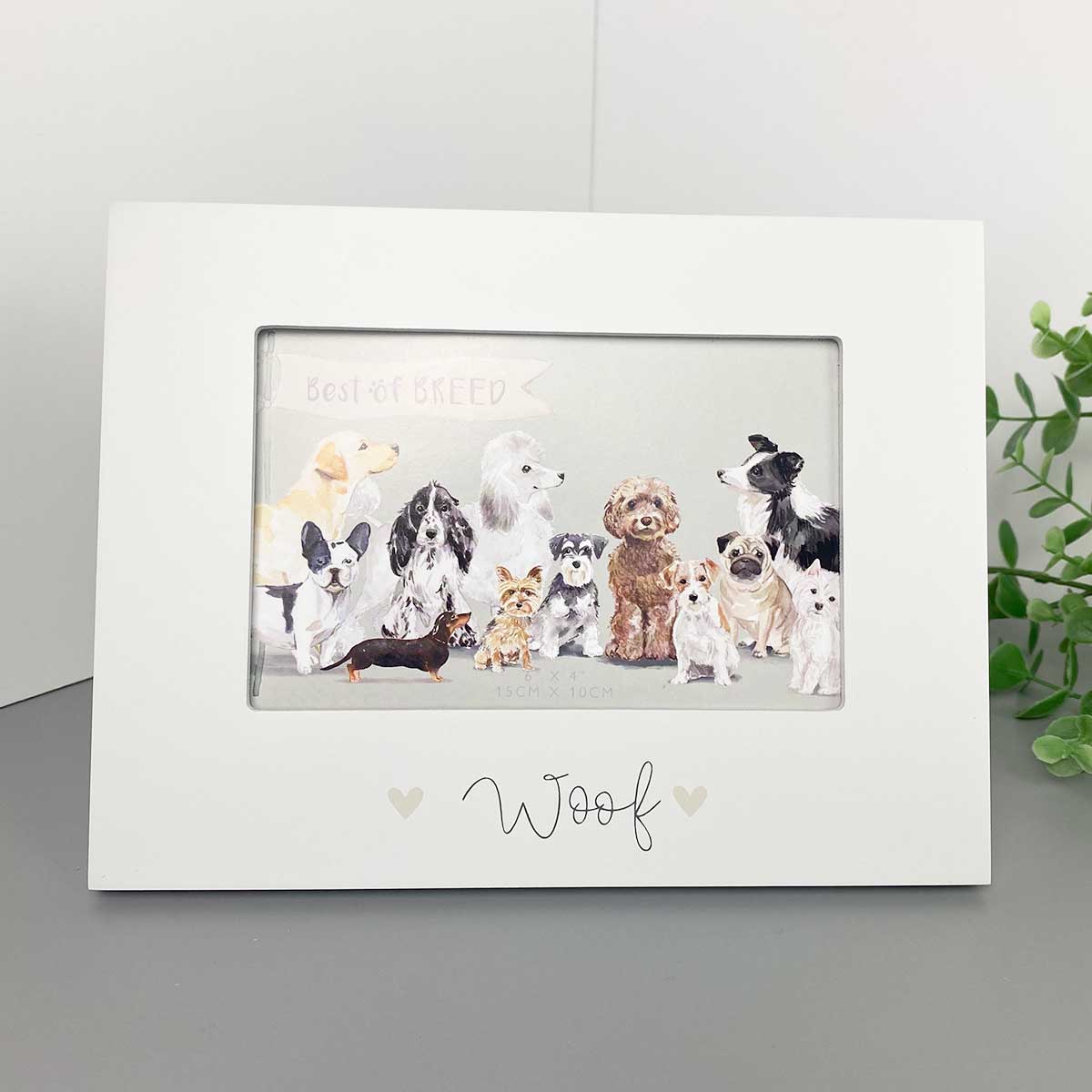"Woof" White Wooden Dog Lovers Picture Frame