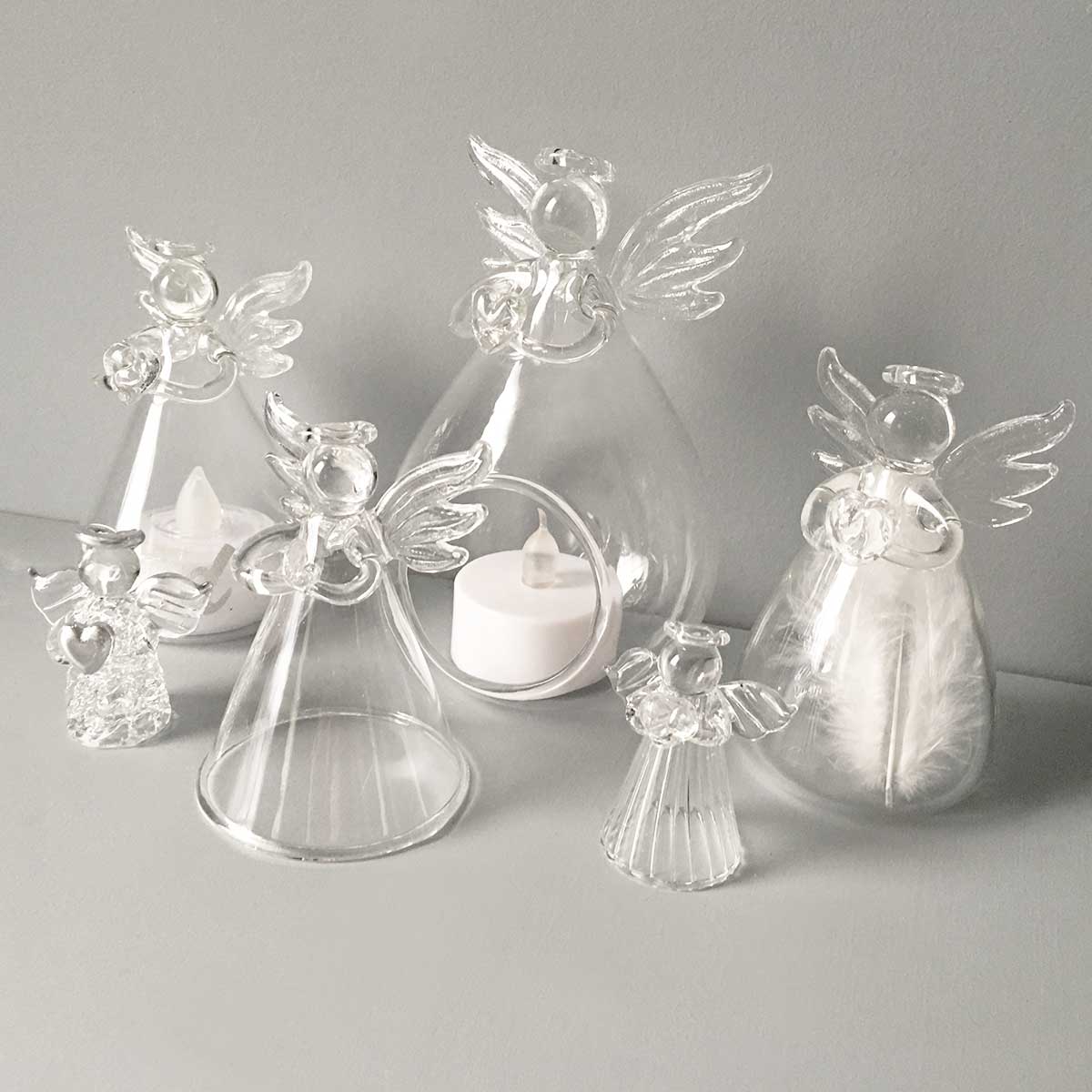 Glass Memorial Angel LED Candle Ornament