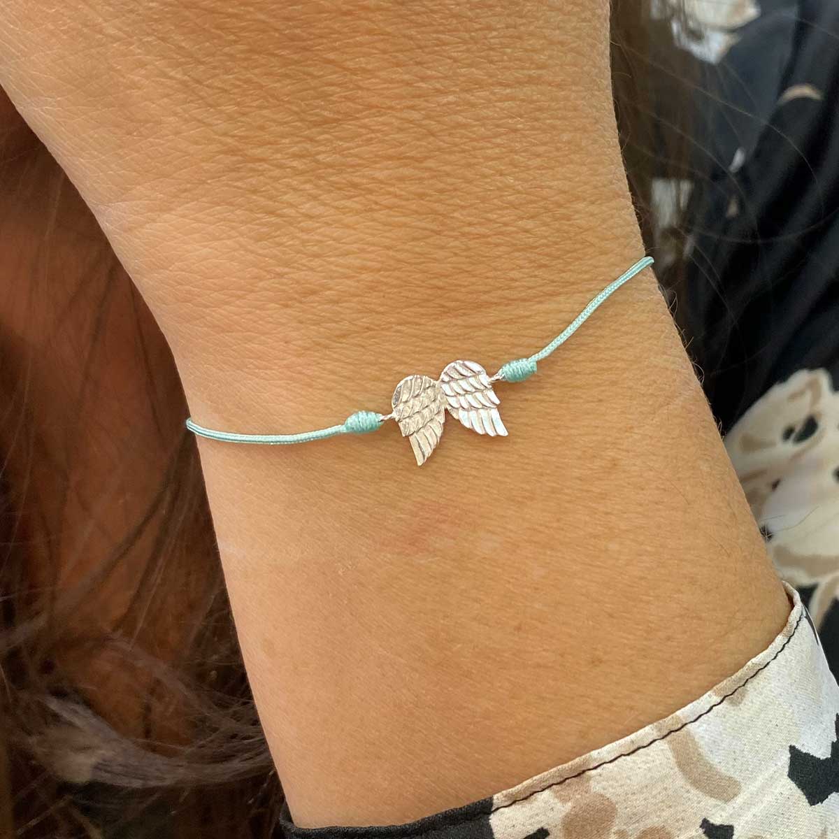 Sterling Silver Angel Wings Cord Bracelet