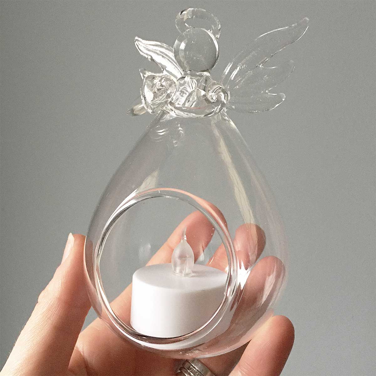 Glass Memorial Angel Candle Holder/Vase