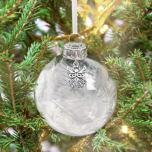 Memorial Glass Bauble With Angel Charm