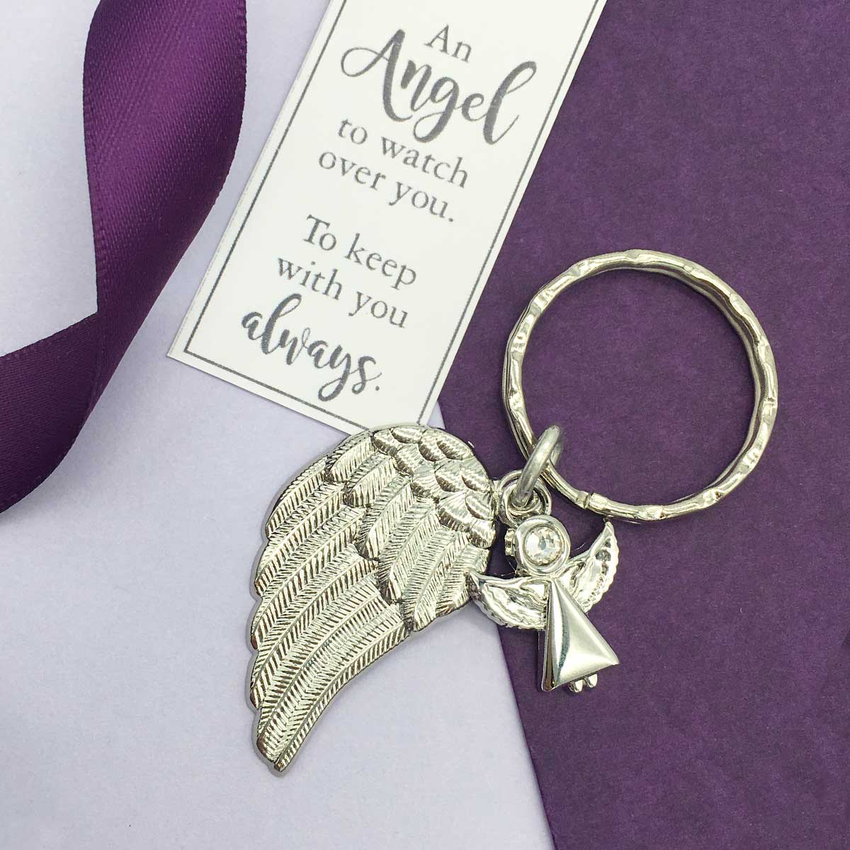Angel Charm 'Always With You' Memorial Wing Keyring
