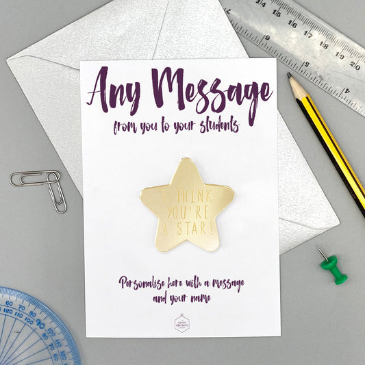 Personalise With Any Message Magnet Gold Mirror Star Card