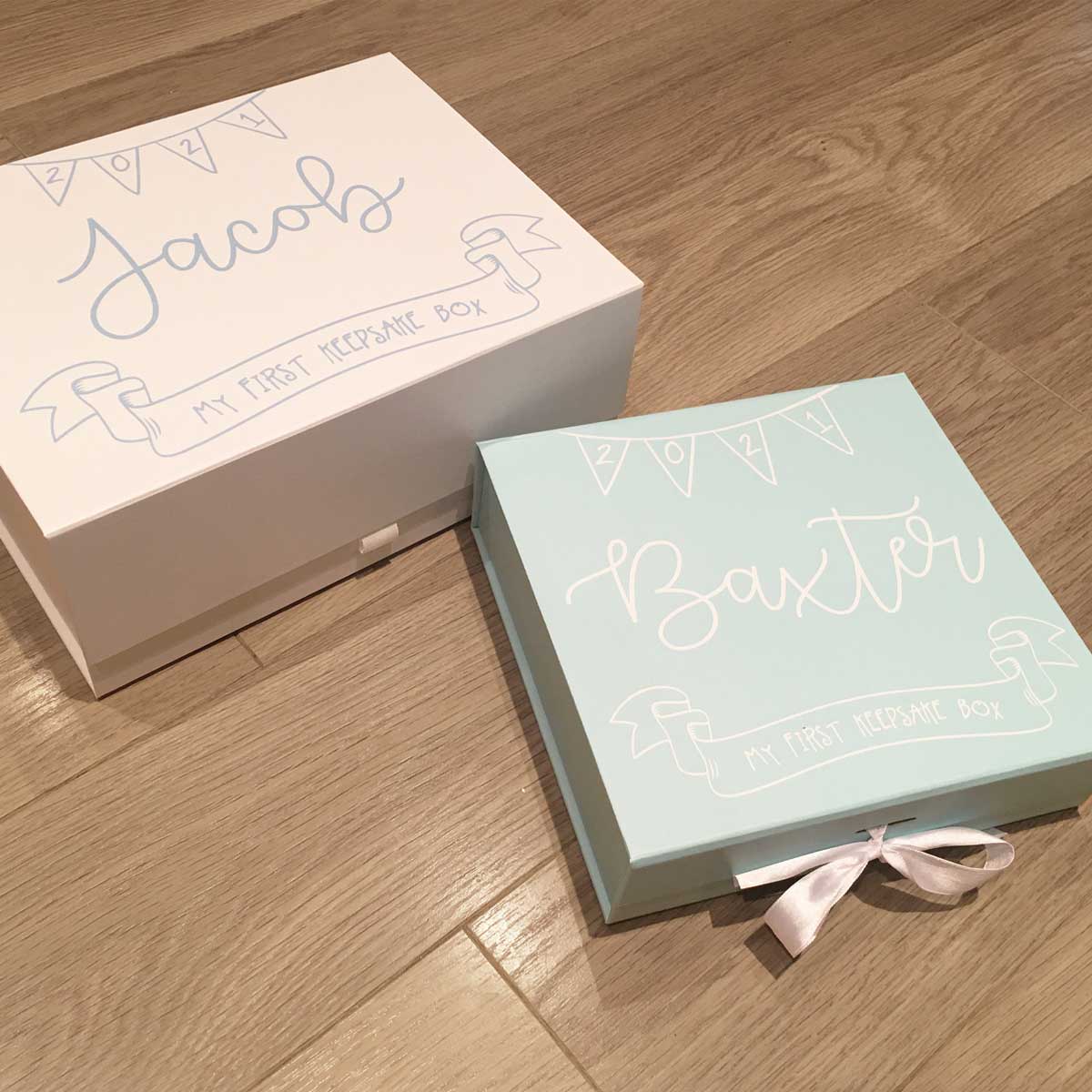 Personalised New Baby My First Keepsake Box (White, Pink, Blue, Cream)