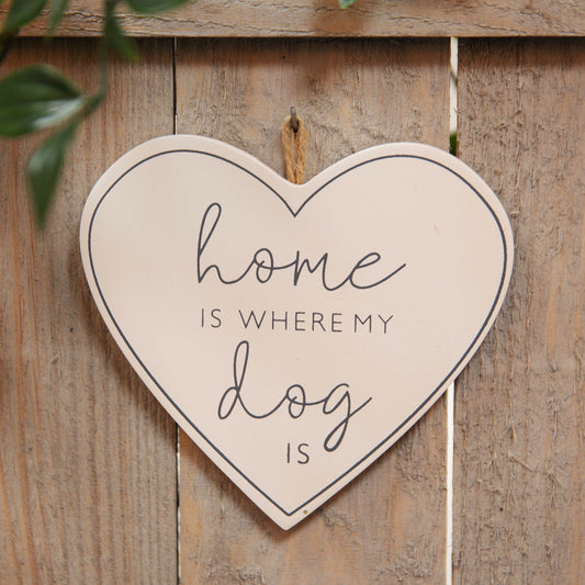 Wooden Heart Shaped Dog Hanging Plaque