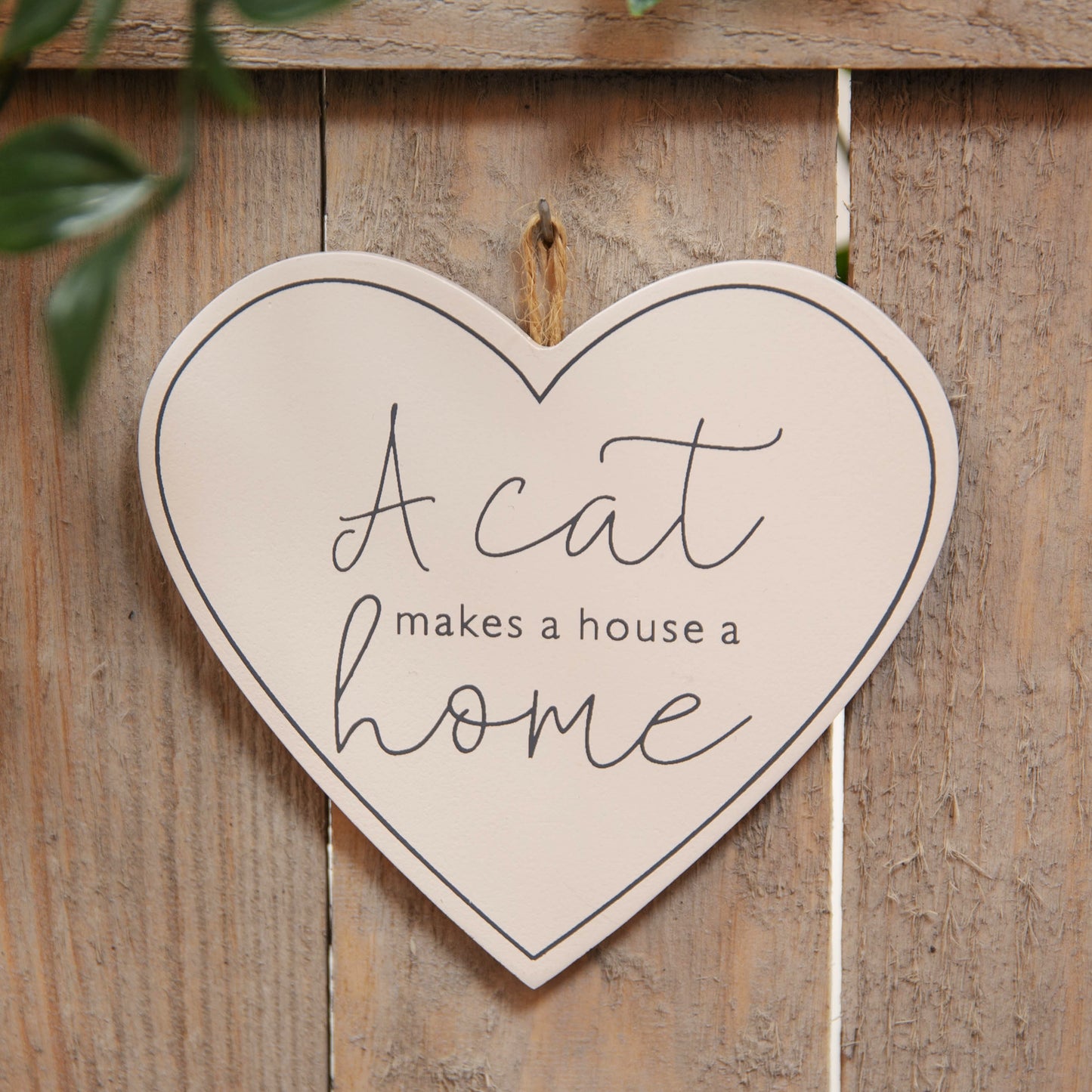 Wooden Heart Shaped A Cat Makes a Home Hanging Plaque