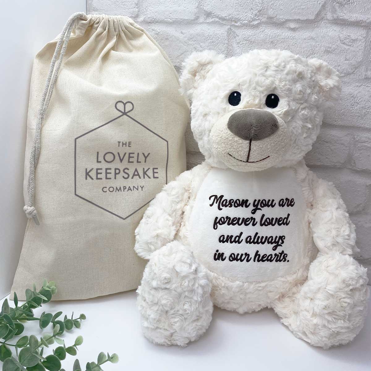 Personalised Ashes Keepsake Memory Bear - Cream