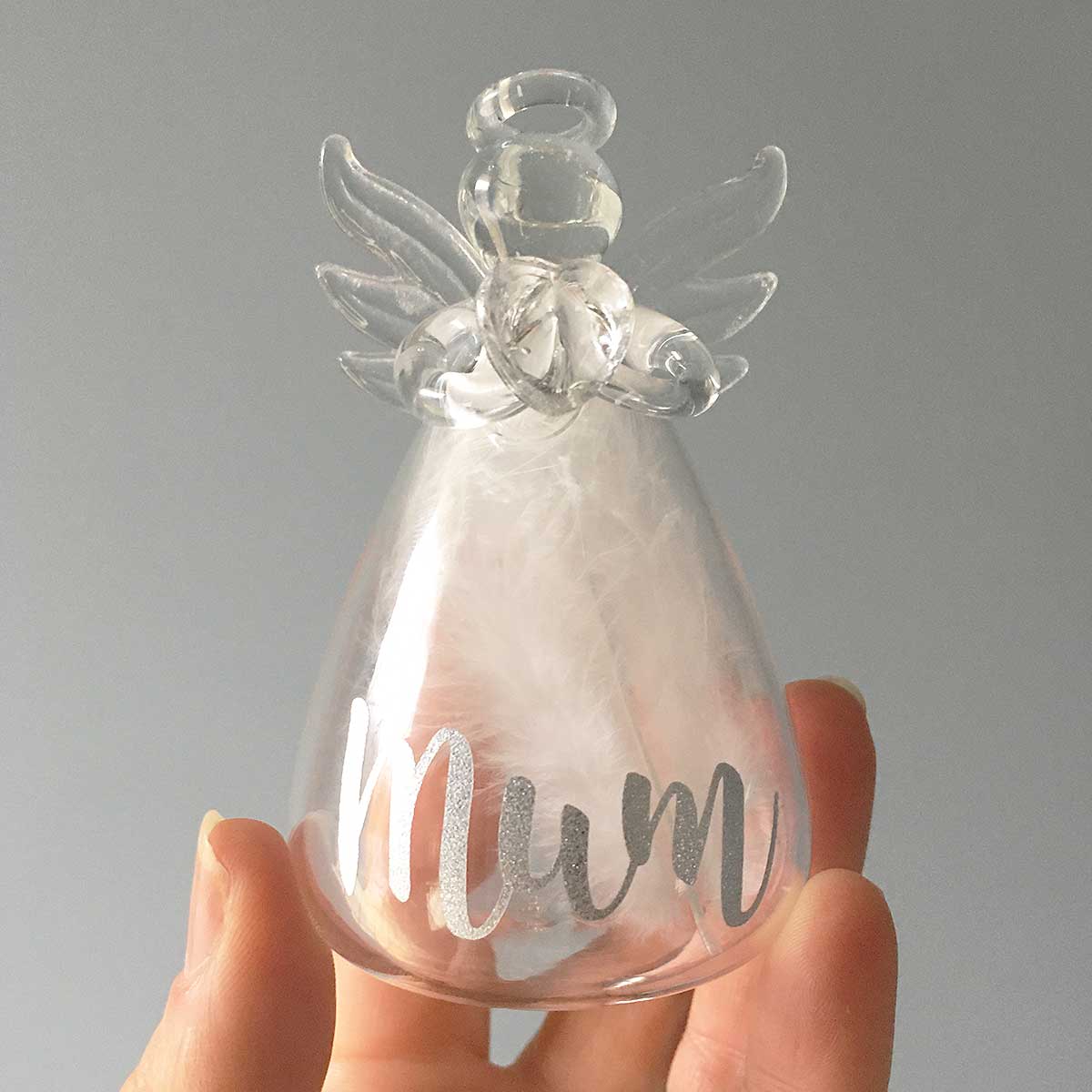 Thinking Of You On Mother's Day Feather Filled Glass Memorial Angel