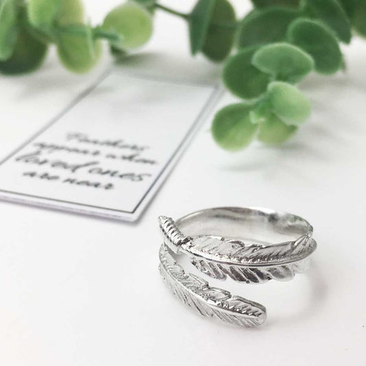 Solid Sterling Silver Feather Memorial Ring