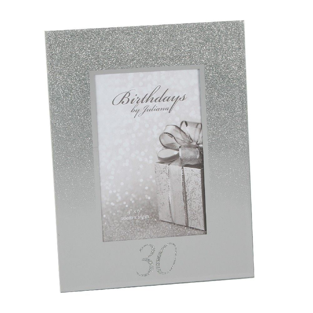 Milestone Birthday Silver Glitter Photo Frame 4" X 6" - Various Ages