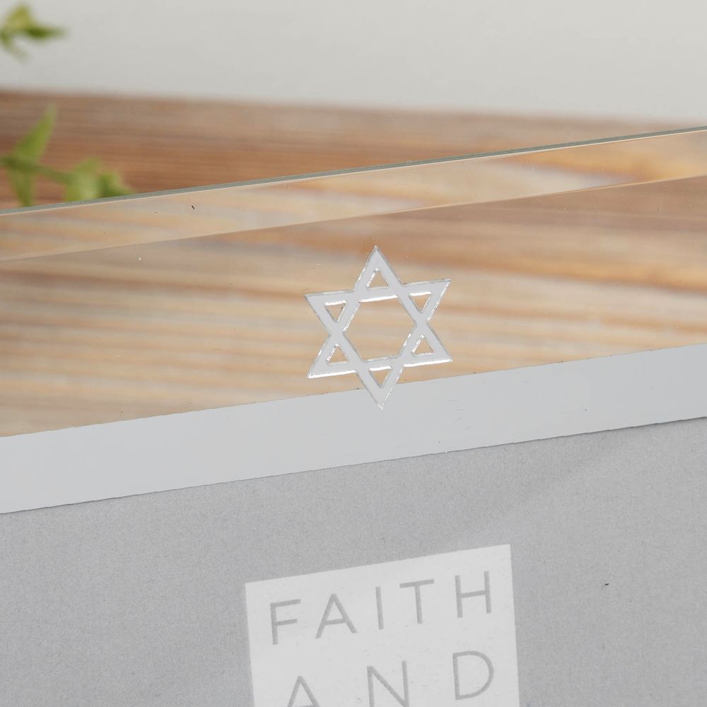 Faith & Hope Glass Photo Frame With Star Of David - 6" X 4"