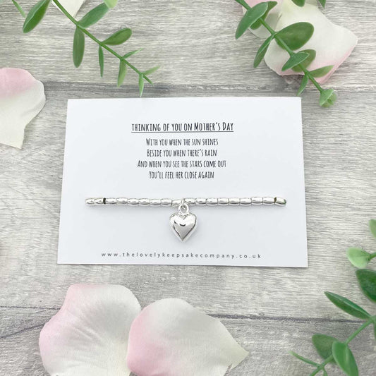 Thinking of You On Mother's Day Heart Charm Bracelet