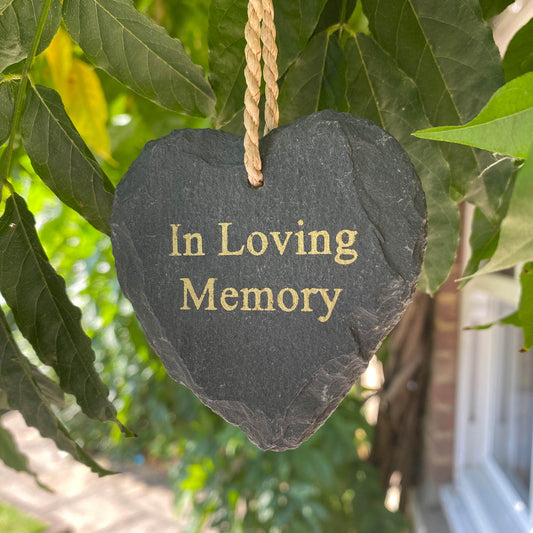 In Loving Memory Hanging Slate Heart