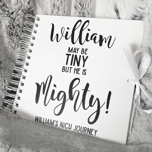 Tiny But Mighty Pesonalised NICU Journey Scrapbook (Kraft, White)
