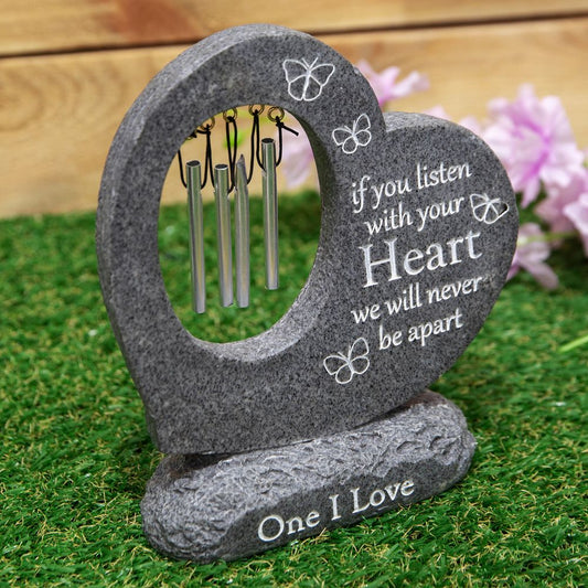 Thoughts of you Graveside Stone Heart Wind Chime