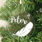 Personalised Acrylic White Feather Christmas Decoration