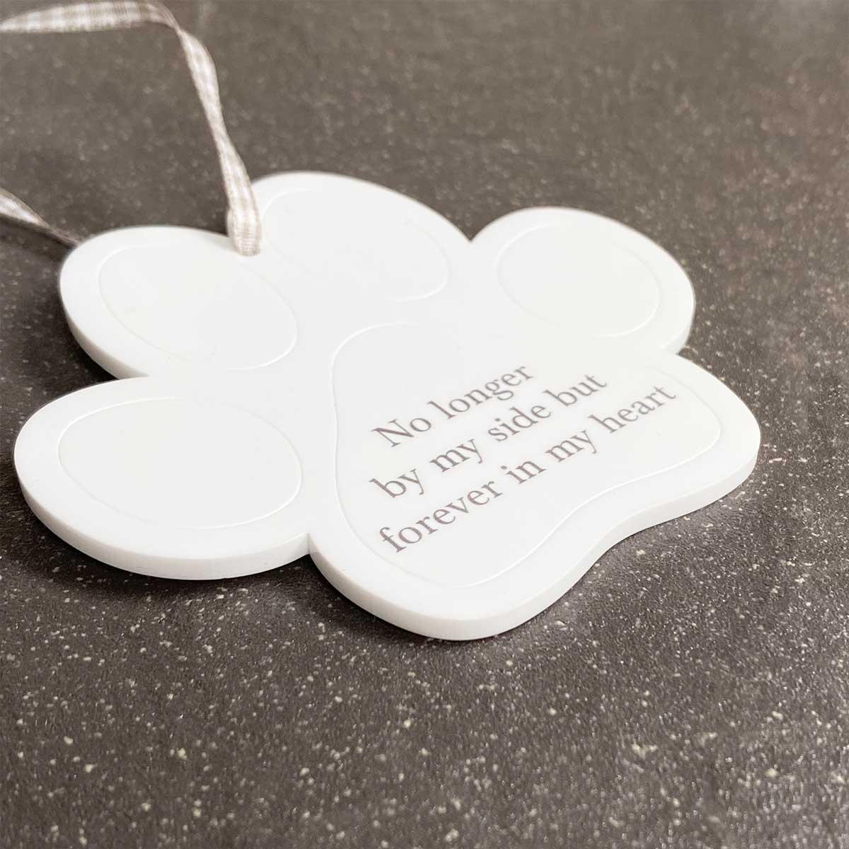 Acrylic Memorial Paw Print Hanging Decoration 'Forever in my Heart' - Colour Options