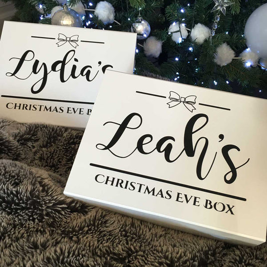 Personalised Christmas Eve Box - Bow (White, Black, Grey, Kraft)
